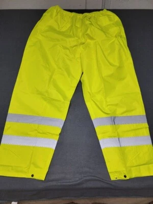 SAFETY GEAR USA~ 4X-5X Pants Yellow Reflective Elastic Waist SAFETY / Rain NWOT - Image 1 of 4