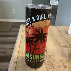 “Just a girl who loves Pickleball and sunshine” 20 oz Stainless Steel Tumbler - Picture 1 of 4
