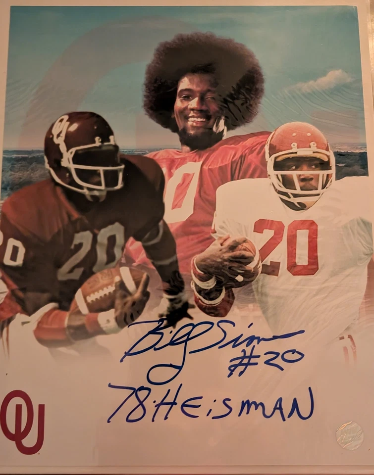 Foto 8x10 firmada por Billy Sims de Heisman Oklahoma Sooners - recuerdos de todo el mundo Foto 1 de 1