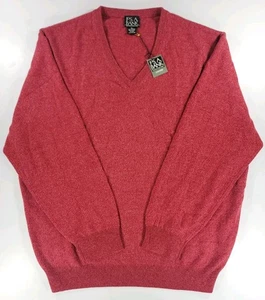 NWT Jos A. Bank Men’s XL Sweater 100% Cashmere Heathered Red Pullover V-Neck NEW - Picture 1 of 10