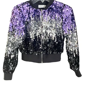 H&M Bomberjacke Pailletten Größe 10 Jugend durchgehender Reißverschluss - Bild 1 von 9