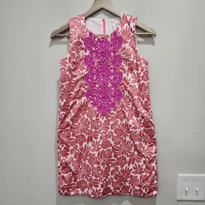 Crewcuts Girls Floral Pink White Coral Embroidered Dress Size 12 Sleeveless - Image 1 of 4