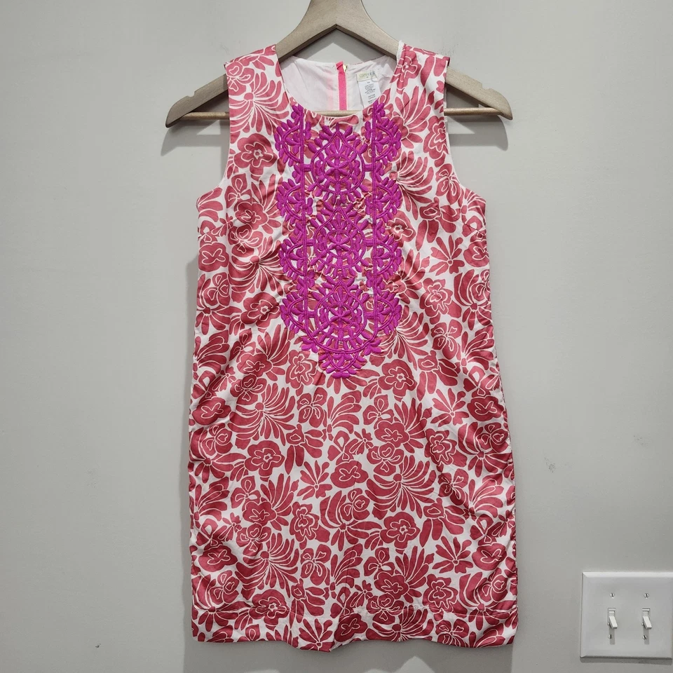 Crewcuts Girls Floral Pink White Coral Embroidered Dress Size 12 Sleeveless - Image 1 of 4