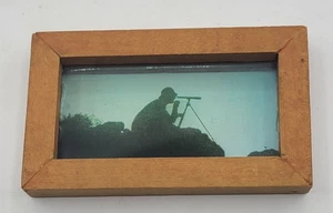 VTG Silhouette Man Woman Person Looking In Telescope Framed Desk Sitting Picture - Picture 1 of 6