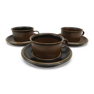 Arabia Finland "Ruska" - 3 coffee cups with saucer, low model - Ulla Procopé - Picture 1 of 7