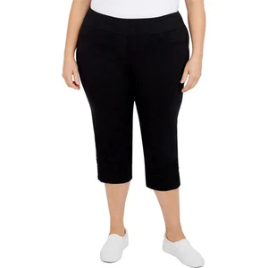 Hearts of Palm Womens Plus Pull On Stretch Capri Pants Black Size 18W - Picture 1 of 8