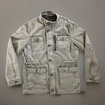 夹克军事风格 Chore 男式 M Marc Anthony 军队绿色全拉链和纽扣 — 第 1/4 张图片