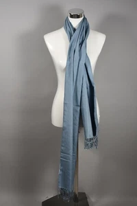 Q46B09- Schal mittelblau 100% Seide - Bild 1 von 12