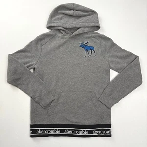 Abercrombie Kids Hoodie Pullover Moose Logo Gray Sweatshirt Size 11/12 - Picture 1 of 3