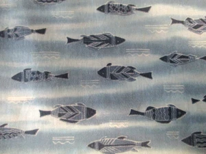 4 YDS SALMONS EN TONOS AZULES 100% ALGODÓN CRANSTON VIP - Imagen 1 de 4