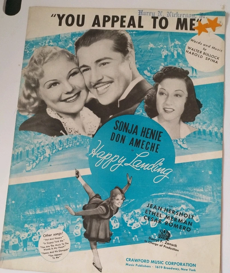 You Appeal To Me Happy Landing  Sheet Music Sonja Henie Don Ameche (F11) - Image 1 of 4