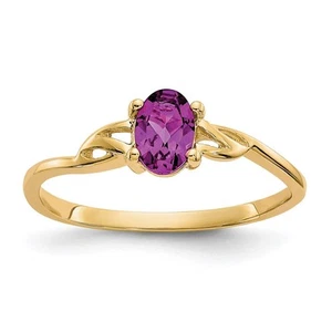 10k Yellow Gold Polished Genuine Rhodolite Garnet Birthstone Ring Size 7 - Picture 1 of 6