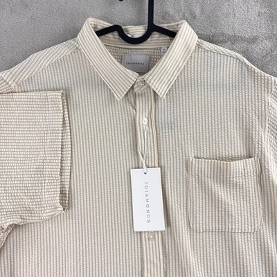 7 Diamonds 衬衫男式 XL 码棕褐色 Keaton 弹力泡泡纱短袖 — 第 1/4 张图片