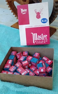 Master Pool Cue Chalk - Lot of 54 Pieces - Blue -FREE SHIP SAME/NEXT DAY! - Picture 1 of 3