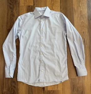 Eton Slim Mens 41 -16 Blue Check Long Sleeve Button Up Shirt 100% Cotton - Picture 1 of 9