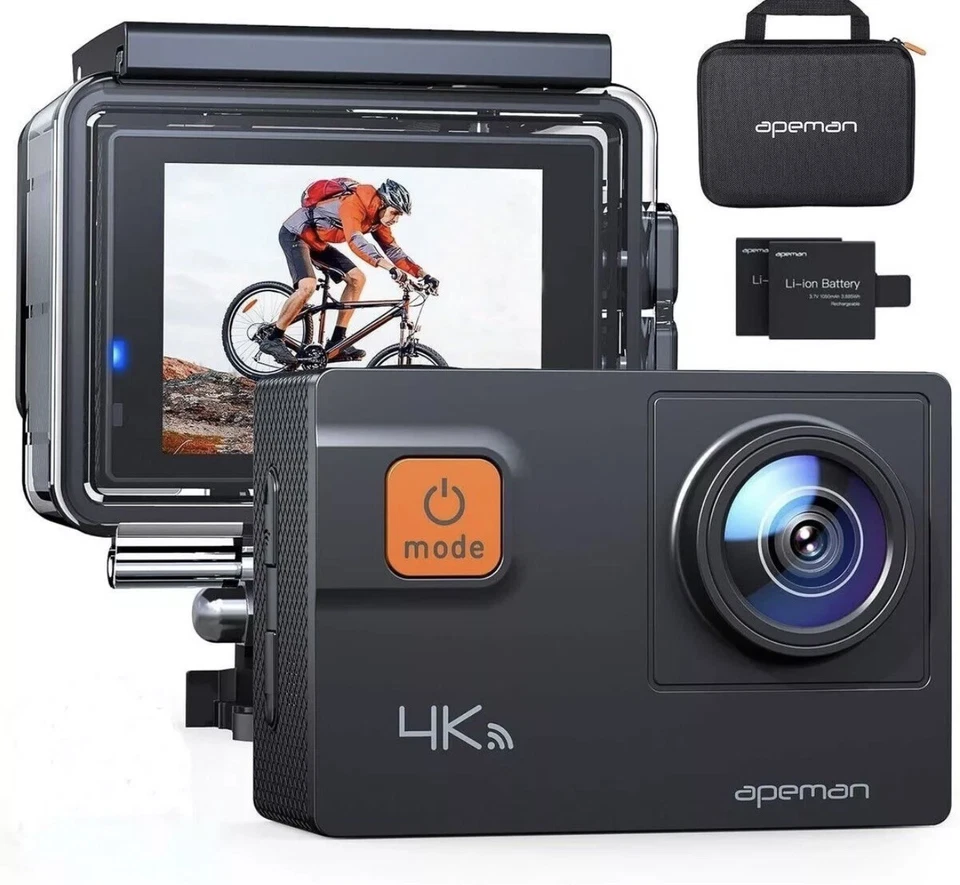 Apeman A80 Action Camera 4K Ultra HD Wi-Fi Control 40m Waterproof Time-Lapse New - Image 1 of 1
