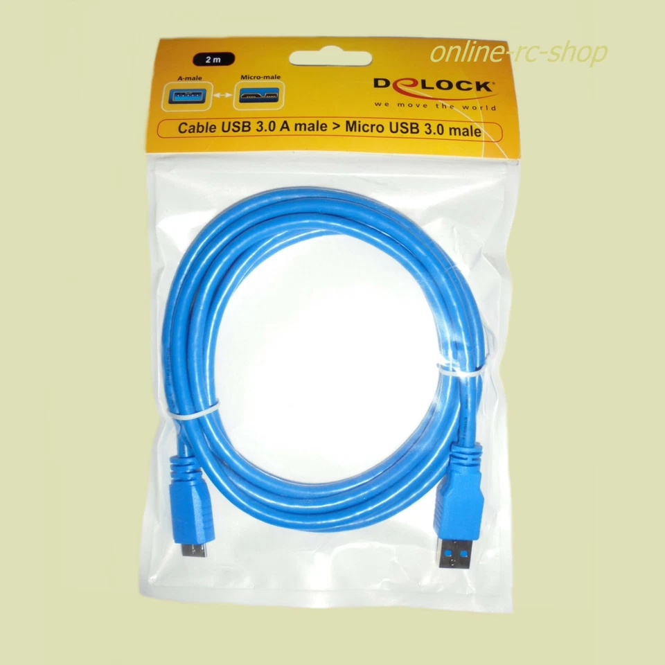 Delock® Kabel USB 3.0 Typ-A Stecker   Micro-B Stecker 2m blau Adapter 82532 - Bild 1 von 1