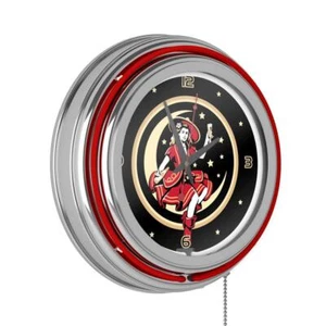 Trademark Wall Clock 3"x14.5"x14.5" Vintage Neon Analog Round Decorative Indoor - Picture 1 of 5