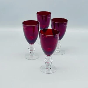 Vintage Duncan & Miller “Ruby Red” Claret Wine Glassware 4 Piece - Picture 1 of 6
