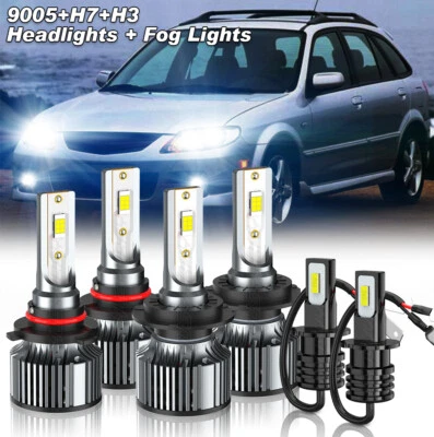 Combo bombillas LED antiniebla para Mazda Protege5 2002-2003 - 9005+H7 faros y luces antiniebla H3 Foto 1 de 4