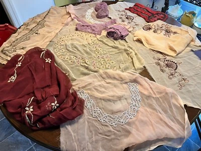 WOW! NY Diseñador STASH Vintage Telas Adornadas ROSAS Cuentas Bordadas Seda Foto 1 de 4