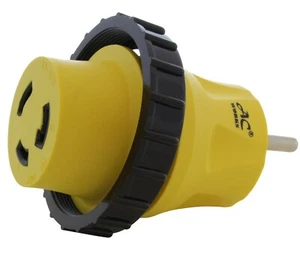 30A 125V NEMA TT-30P to 30A 125V NEMA L5-30R RV /Marine Adapter by AC WORKS® - Picture 1 of 7