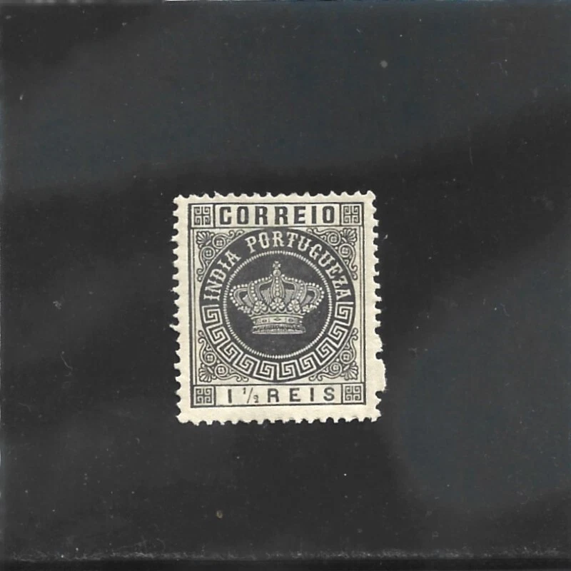 PORTUGUESE INDIA CROWN Type II     1 1/2 REIS (1882)   MH perf. 13,5 - Image 1 of 1