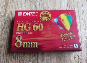 1x EMTEC BASF HG 60 CASSETTE VIDEO 8 VIDEO TAPE 60Min SEALED NEW PAL 8mm