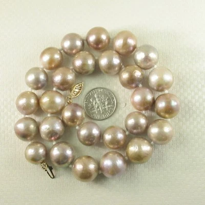 Ожерелье с лавандовым ядром и жемчугом с золотой застежкой 14 карат — 16 дюймов - Изображение 1 из 3