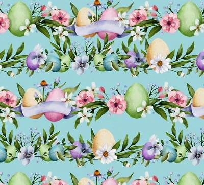 David Textiles Easter Sweet Spring Stripes Blue Price per Yard - Image 1 of 2
