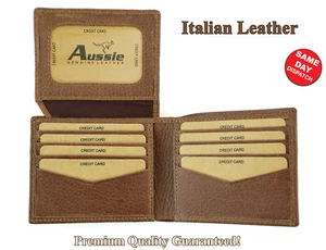 Mens GENUINE Leather Wallet RFID Blocking Slim Trifold pocket Purse Card Holder - Picture 1 of 8
