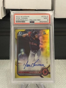 2022 Bowman Chrome Jose Fermin 1st Auto Refractor Yellow /75 RC Ref PSA 9 - Bild 1 von 1