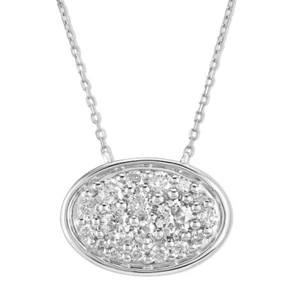 14K White Gold 1/3ct Diamond Cluster Pendant Gift for Women 18" Silver Chain - Picture 1 of 9