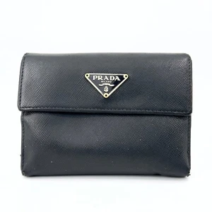 Prada Geldbörse mit Doppelfaltung schwarz Leder Herren Damen authentisch #329 - Bild 1 von 12