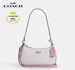 ❤️ COACH Teri Mini Crossbody Bag Signature Canvas CW323 Silver/Chalk/Carnation - Bild 1 von 6