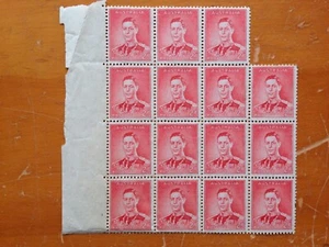 1938 AUSTRALIA 2D RED KING GEORGE VI BLOCK OF 15 WITH TAB MNH - Picture 1 of 2