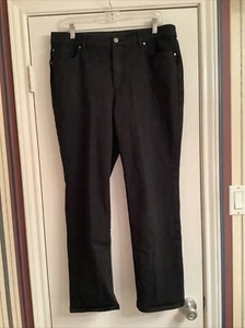 Chico’s Ankle Black Fabulously Slimming Straight Pants 2 L Button Zip Stretch - Picture 1 of 7