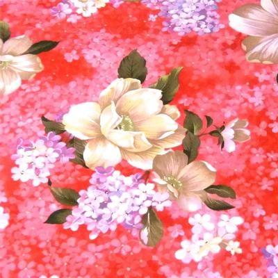 Gardenia Floral Coral, Periwinkle, Marfil y Oliva, Tela de Algodón FabriQuilt por PORTE Foto 1 de 4