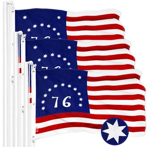 G128 3 Pack: Bennington 76 Flag 6x10 Ft ToughWeave Series Embroidered 210D Poly - Photo 1 sur 8