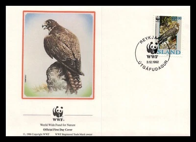 Iceland 1992 FDC, Gyrfalcon. 35kr. WWF. Nature. Maxi Card. Lot # 2. - Image 1 of 2