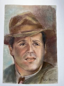 Vtg Pastel Portrait Drawing Sylvester Stallone As Rocky Balboa 14x10” Signed Art - Picture 1 of 13