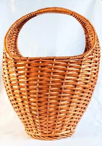 Large Vintage Wicker Basket Planter with Handle and Liner - Picture 1 of 6