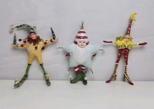 Lot of 3 Dept 56 PATIENCE BREWSTER Christmas Krinkles STAR Ornaments 3.5"  - Picture 1 of 9