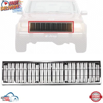 NEW FRONT GRILLE BLACK AND CHROME PLASTIC FOR 1986-1991 JEEP COMANCHE CH1200125 Foto 1 de 4