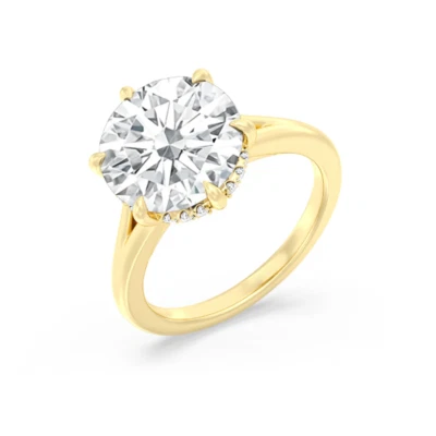 Engagement 14k Yellow Gold Ring Diamond Lab Grown Round 2.2 Carat IGI Certified - Image 1 of 4