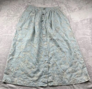 Pendleton Rock Damen 12 blau Leinen Blumenmuster Maxi plissiert Taschen bescheidene Prärie - Bild 1 von 12