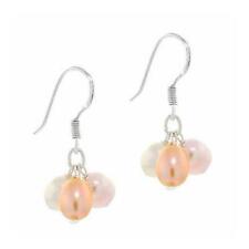 925 Silver Freshwater Cultured White, Peach and Pink Pearl Cluster Earrings