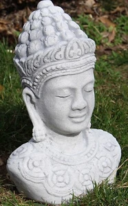 Dekofigur Deko Figur Gartenfigur Statue Skulptur Buddha Büste H 29 cm aus Beton - Bild 1 von 6