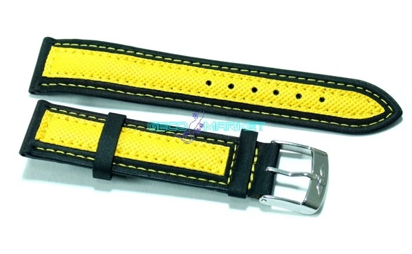 GECOMARKET Cinturino orologio tessuto cordura imbottito 18mm nero giallo tipo sector s18g