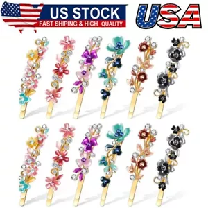 12Pcs Vintage Flower Hair Pins Women Barrette Bobby Pins Decorative Metal Gold - Picture 1 of 7